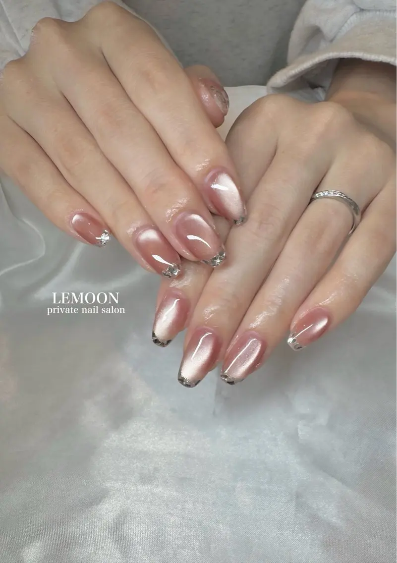 ネイル フレンチネイル ガラスフレンチ ハンドネイル nail salon LEMOONのネイルデザイン