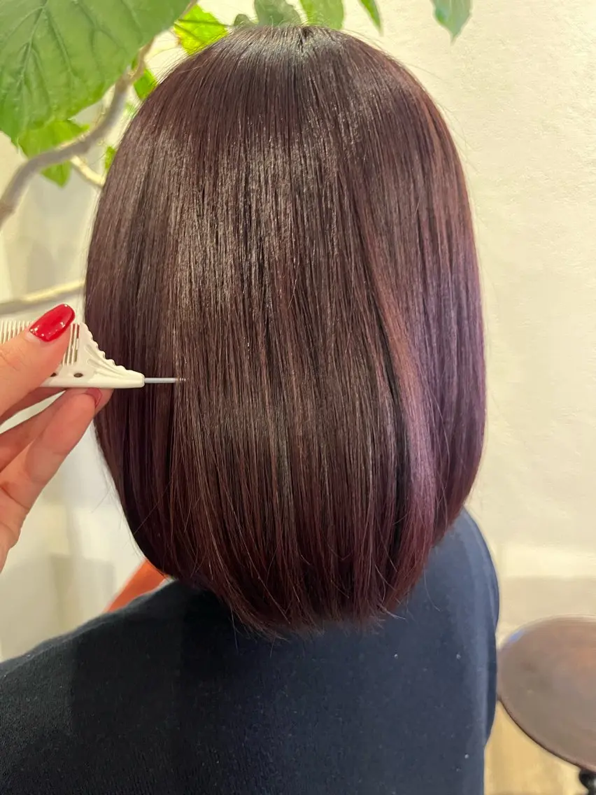 カラー ブリーチ ブリーチなしカラー カットモデル unaのヘアスタイル