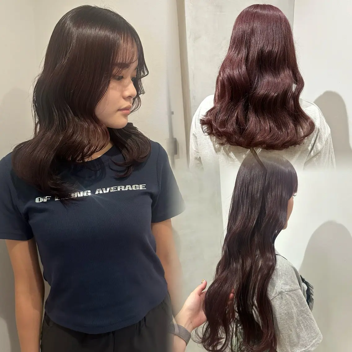 ロング カラー ヘアアレンジ ボルドーカラー レッドカラー ヘアカラー トリートメント Himawari♡ 柔らかいカラーのヘアスタイル