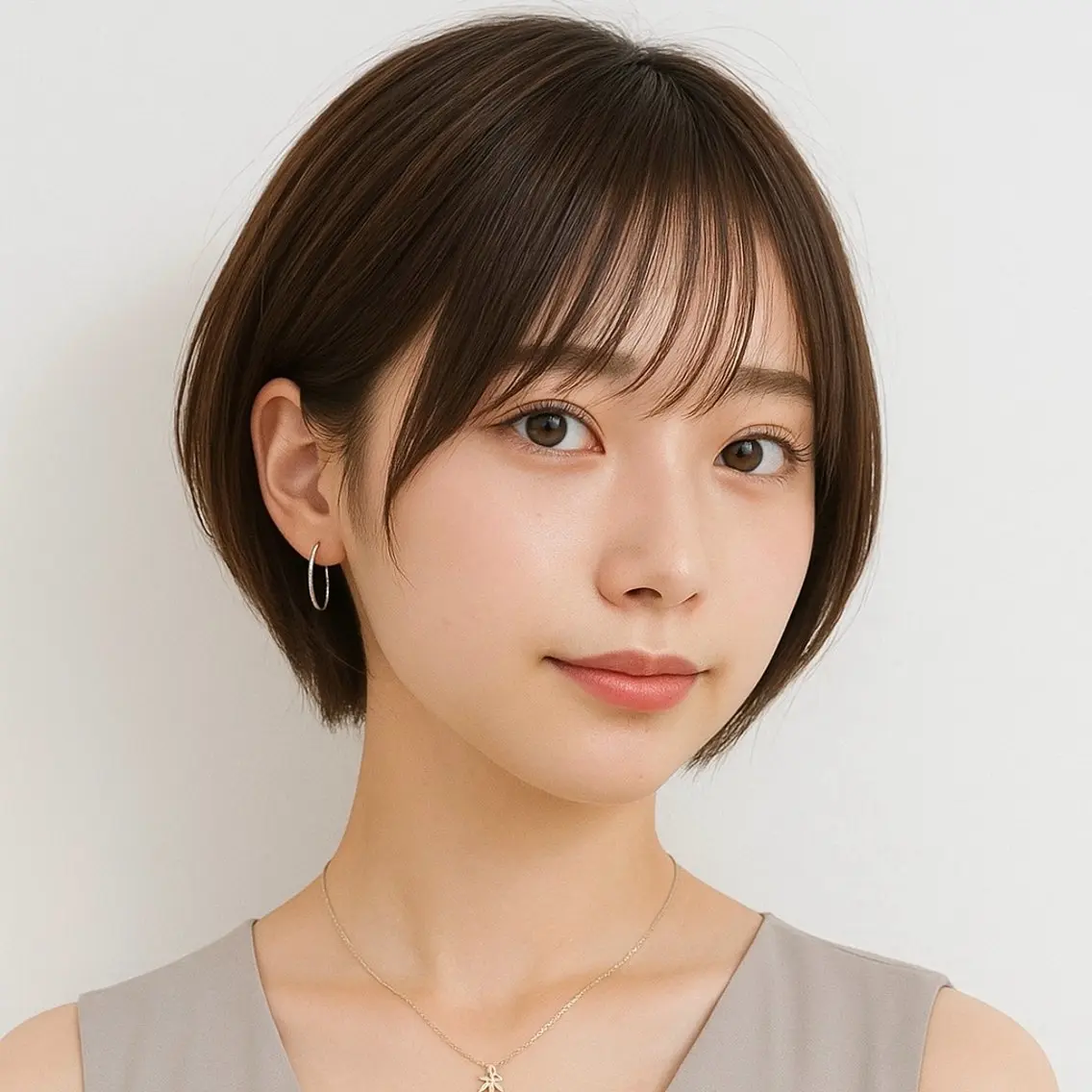 ショート カラー パーマ 切りっぱなしボブ 前下がりボブ ショートボブ 丸みショート 透明感カラー KAKKY/ショート レイヤー/千種/池下のヘアスタイル