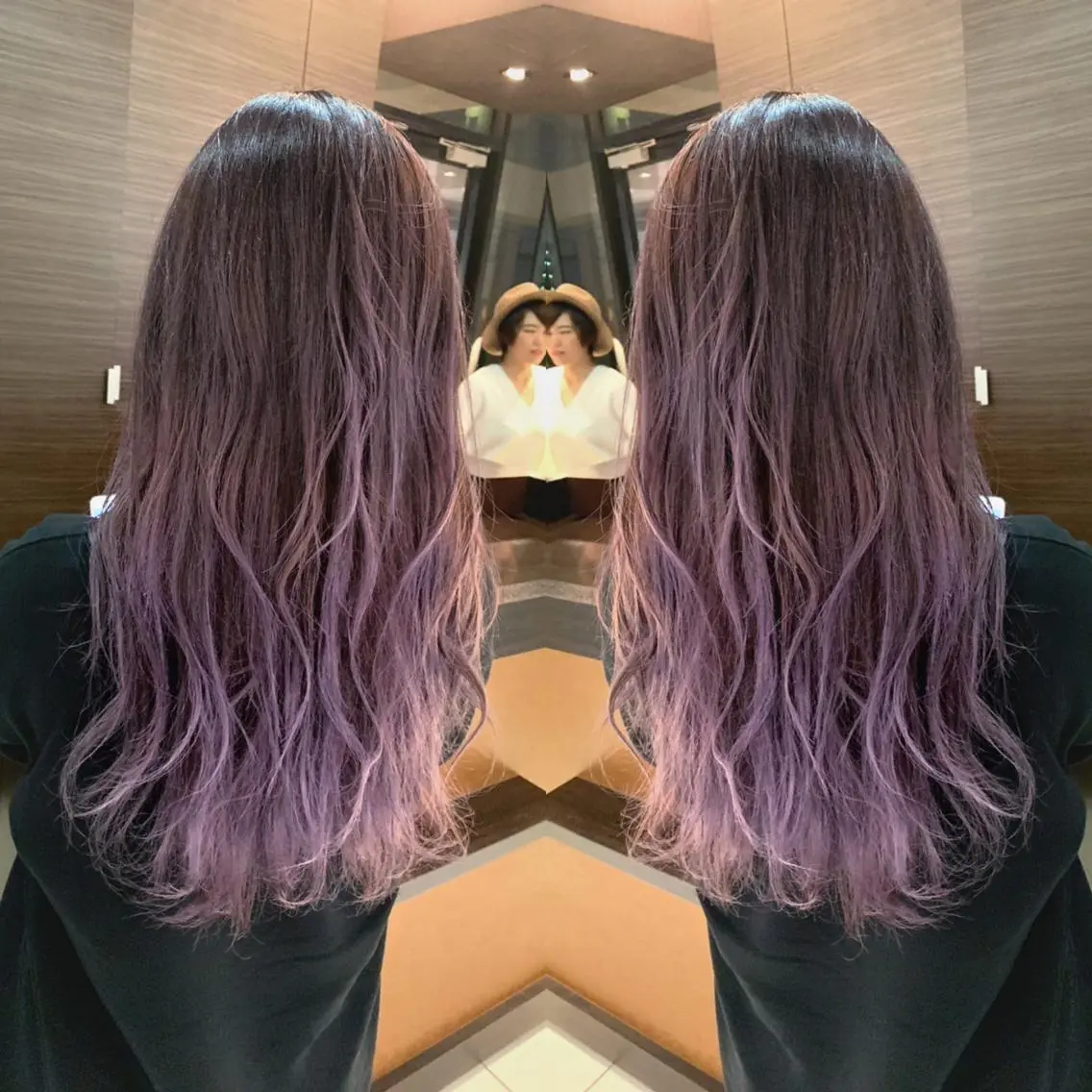 ロング カラー ヘアアレンジ グラデーションカラー レッドカラー Merci メルシー 福岡、今泉のヘアスタイル