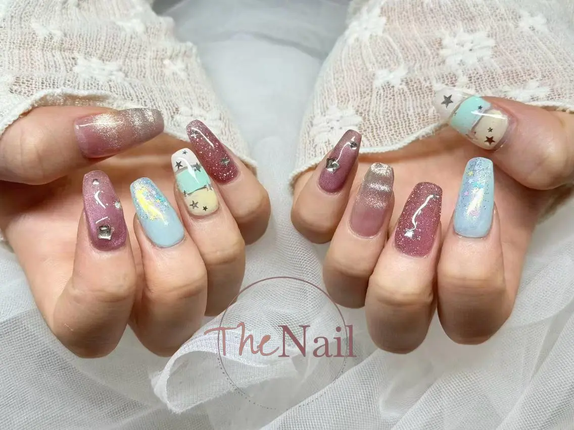 ネイル オーロラネイル 長さ出し ガーリー 氷ネイル・うるうるネイル キラキラネイル ハンドネイル ハンドケア The Nail 新大久保店のその他イメージ