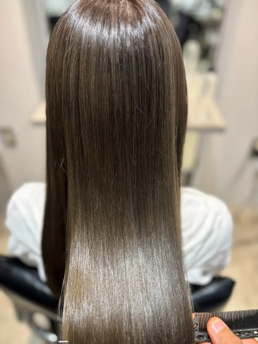 ロング 酸性ストレート ヘアカラー トリートメント 艶髪酸性ストレート /髪質改善/寺田警二のヘアスタイル