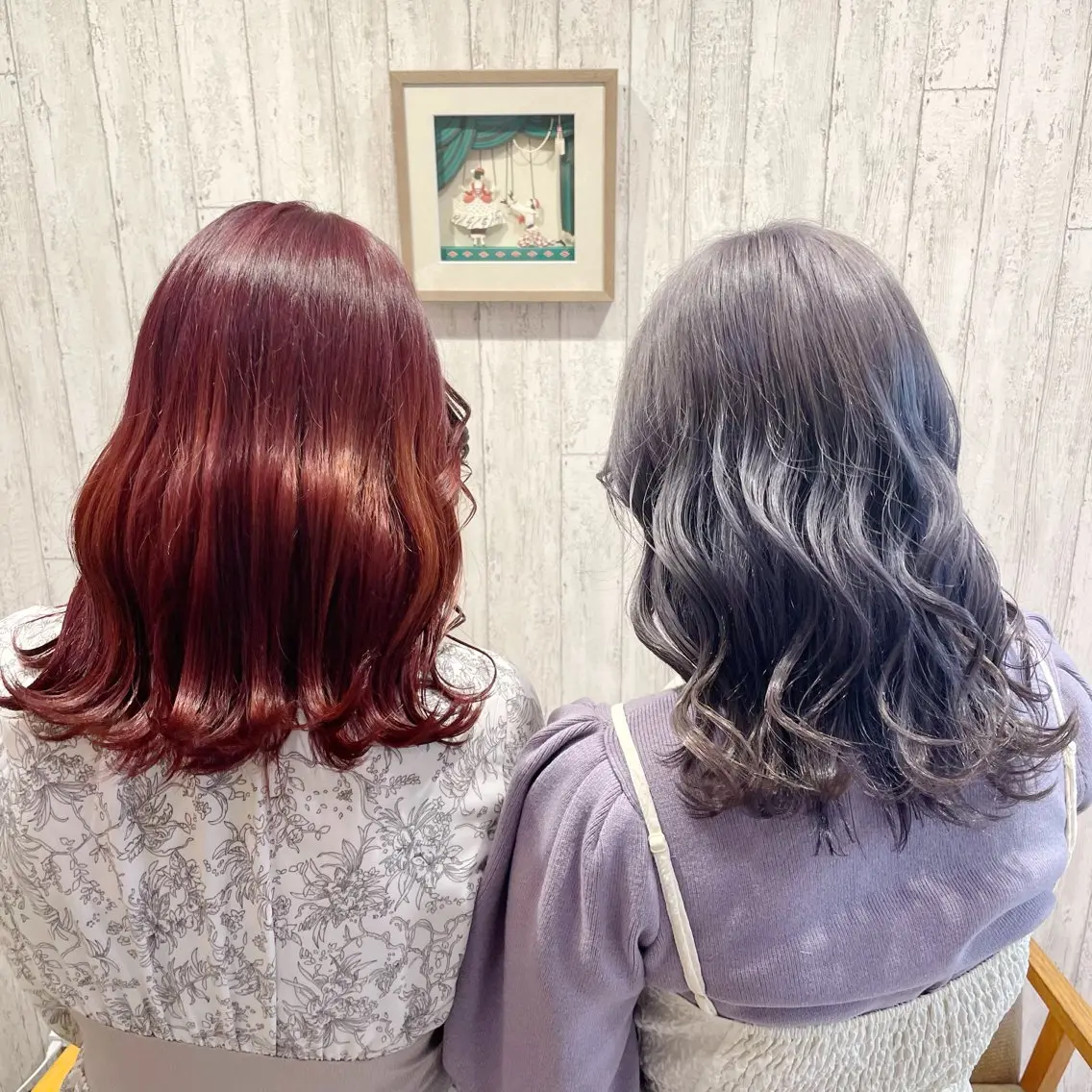 セミロング カラー ヘアアレンジ グレージュ ラベンダーカラー ラベンダーグレー オレンジ ピンクカラー 古沢 みづきのヘアスタイル
