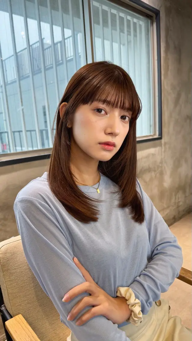 セミロング カラー ブラウンカラー ショコラブラウン レイヤーカット カット ヘアカラー トリートメント ヘッドスパ 髪質改善カラーサロン 代表　KOHEIのヘアスタイル