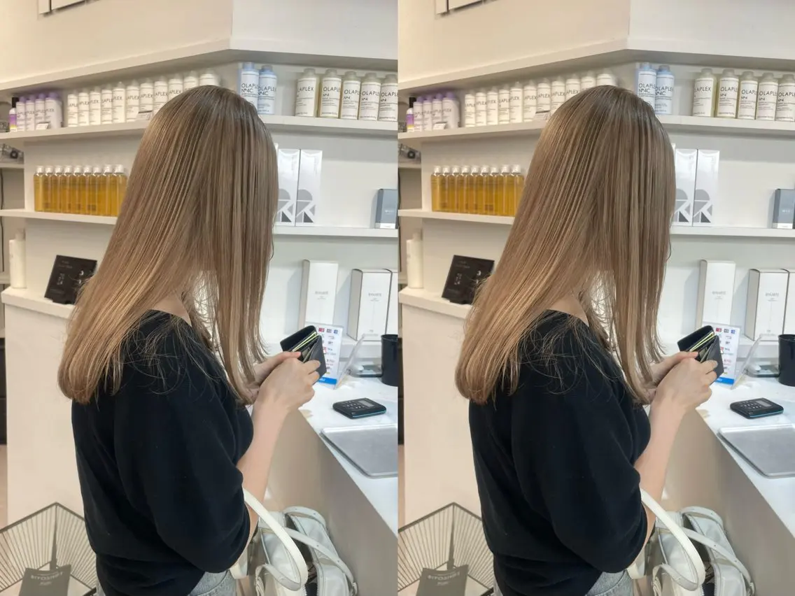 ロング カラー ベージュカラー ハイトーンカラー ミルクティーベージュ 💍モテる艶髪 透明感カラー💖のヘアスタイル