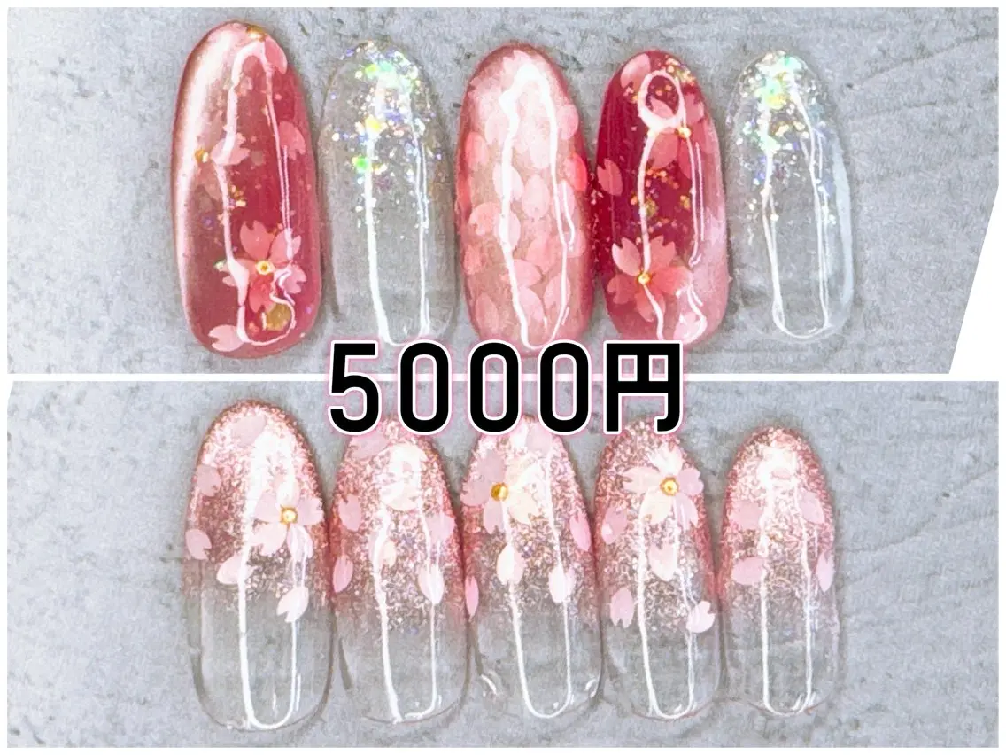 ネイル 桜ネイル マグネットネイル ハンドネイル Milana （研修生メニュー）のネイルデザイン