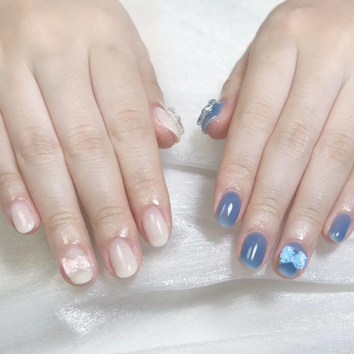 ネイル アートネイル オーロラネイル ガーリー キラキラネイル 韓国ネイル ハンドネイル Nail salon 木にいるのネイルデザイン