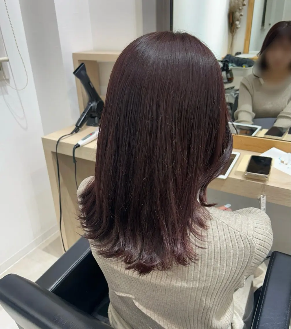 ミディアム カラー ベージュカラー ピンクカラー ピンクベージュ 🤍透明感/韓国風 🤍サクラギヒトミのヘアスタイル