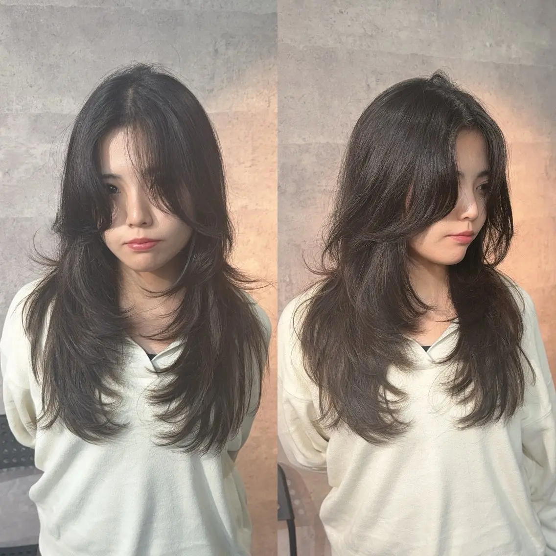 セミロング レイヤーカット エクステ×ブリーチ× 推しカラー🌟Kのヘアスタイル