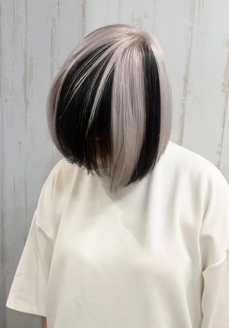 ショート カラー 黒髪 デザインカラー ヘアカラー ハイトーン💫 エクステ💫maiのヘアスタイル