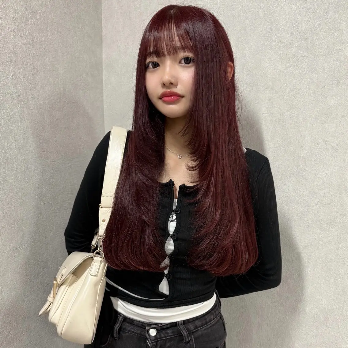 ロング カラー レッドカラー レイヤーカット カット ヘアカラー 🎀ミルクティー/暖 色×レイヤー/マリアのヘアスタイル