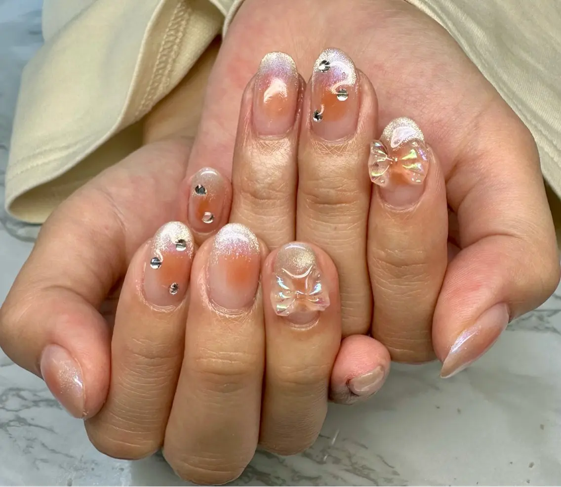 ネイル チークネイル フレンチネイル マグネットネイル マグネットフレンチ ニュアンスネイル Mai’s nailのネイルデザイン