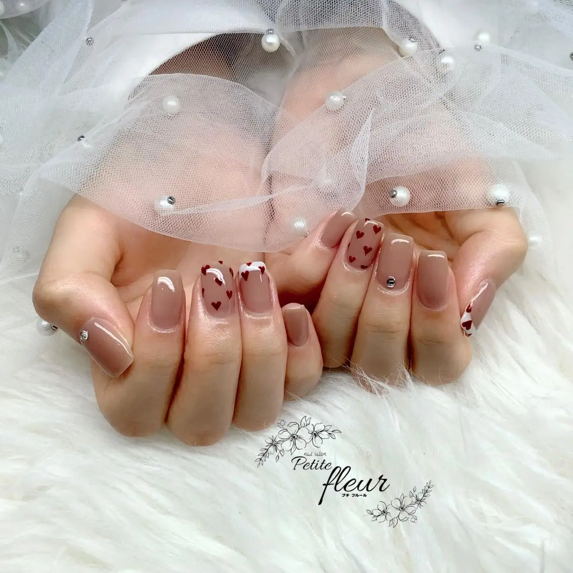 ネイル ハート 持ち込み ❁⃘*。Petite fleur❁⃘*りさのネイルデザイン