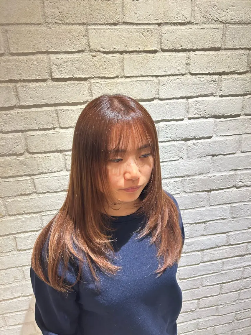 セミロング 顔周りカット レイヤーカット 宇川 湧也のヘアスタイル
