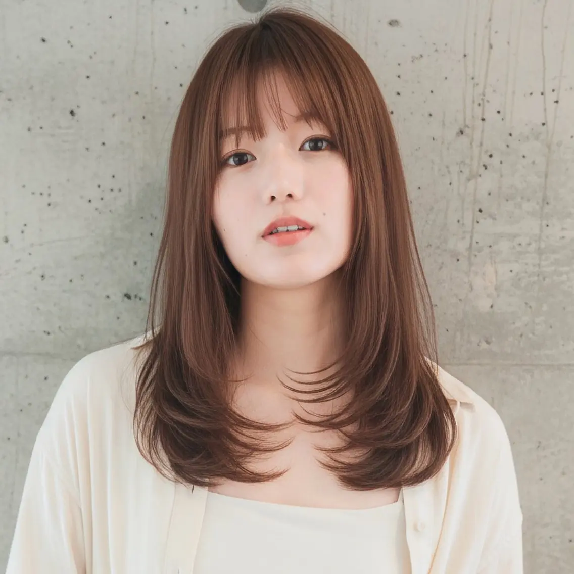 セミロング カット ハッシュカット 田窪珠妃のヘアスタイル