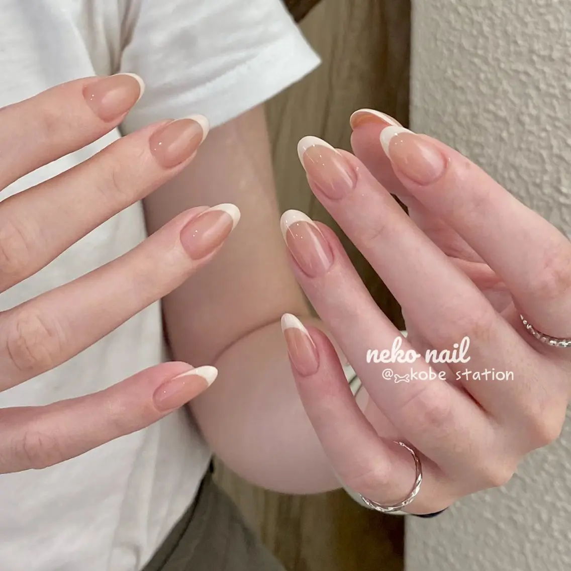 ネイル フレンチネイル ハンドネイル neko nail三宮元町店のネイルデザイン