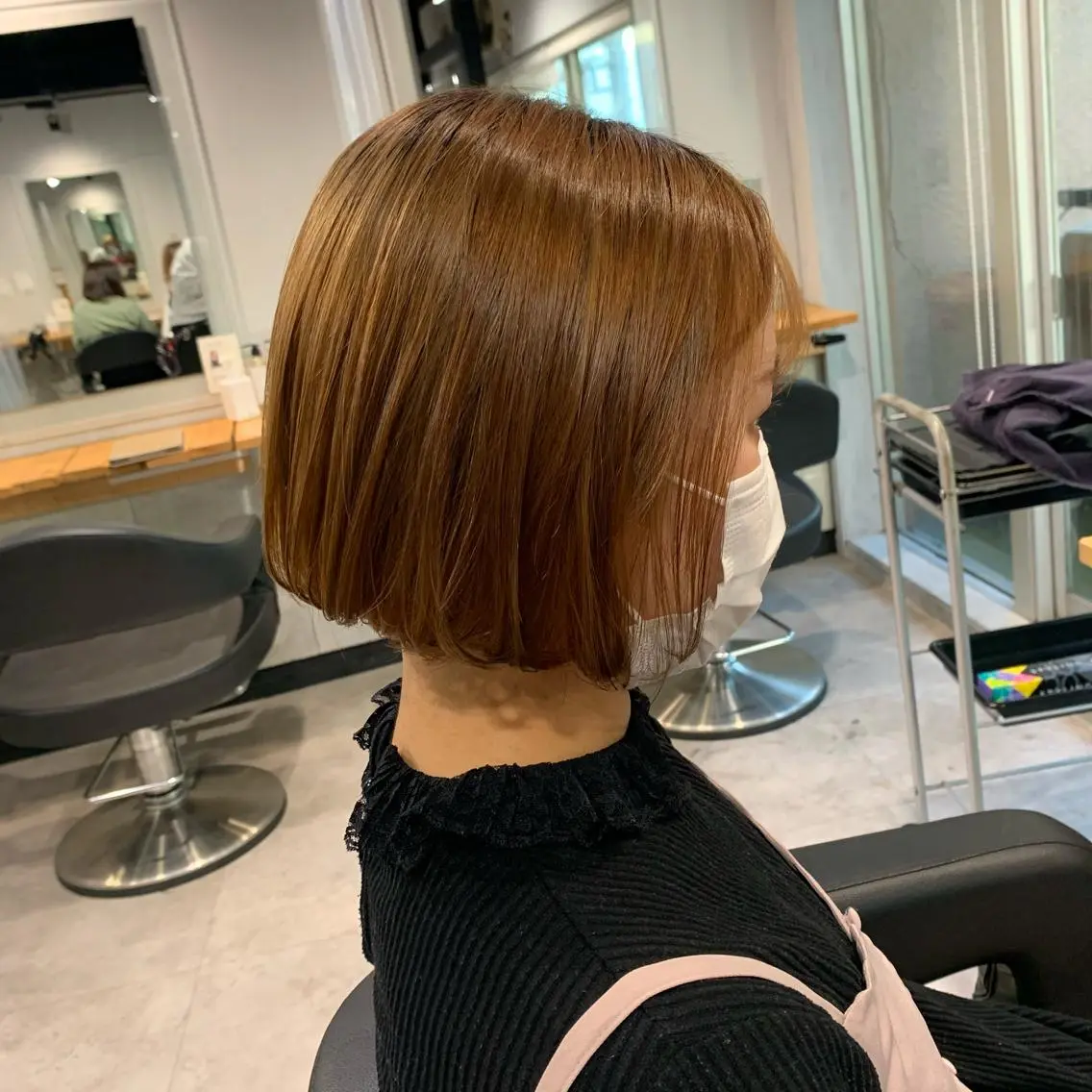 ショート カラー パーマ ボブ ショートヘア NANAMI🩵 大人可愛い韓国ヘアのヘアスタイル