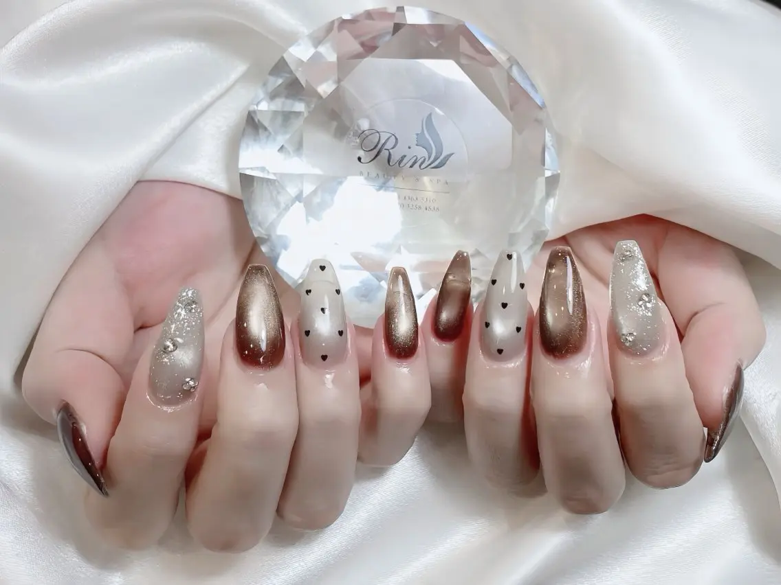 ネイル べっ甲ネイル ブルー 長さ出し フレンチネイル ジェルネイル ハンドネイル Rin Nail 新大久保店のネイルデザイン