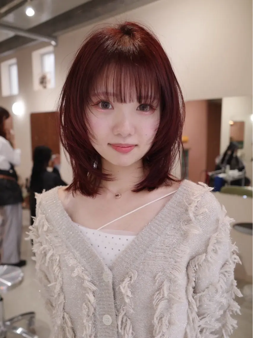 ミディアム カラー ヘアカラー トリートメント 渡邊萌衣/透明感 カラー/暖色カラーのヘアスタイル