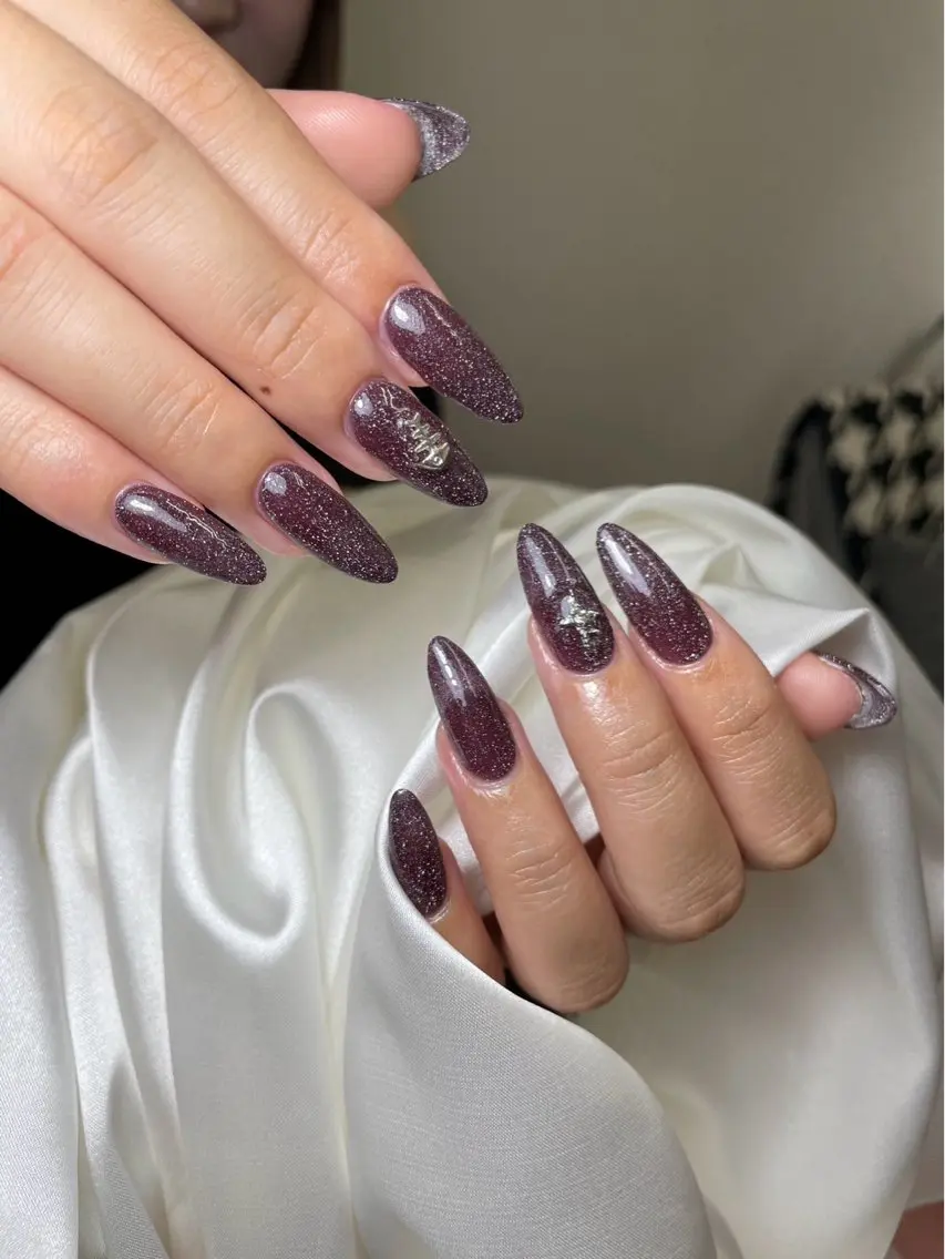 ネイル ブラウン チークネイル 桜ネイル 長さ出し フットネイル ハンドネイル XIINH NAIL SALONのネイルデザイン