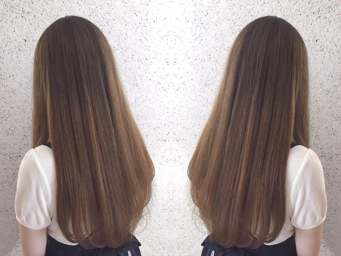 ロング カラー アッシュ ブリーチ 透明感カラー グラデーションカラー グレージュ ✨ハイクオリティ✨ 山本香也のヘアスタイル