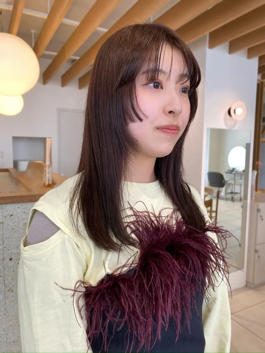 セミロング カラー ブラウンカラー モカブラウン 似合わせカットカラー りおなのヘアスタイル