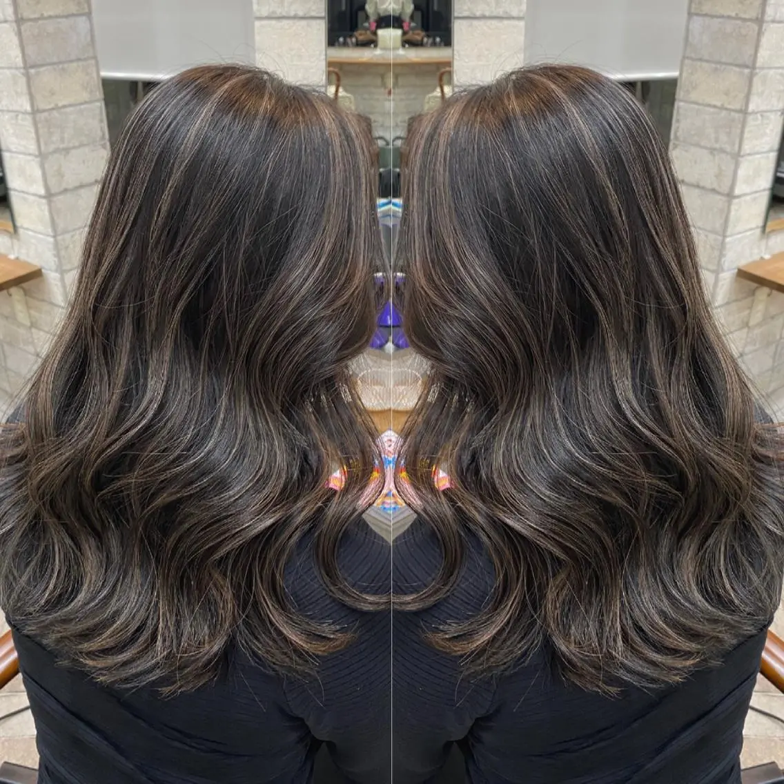 ロング カラー パーマ ヘアアレンジ メンズ キッズ ネイル マツエク・マツパ ヘアカラー ハイライト、レイヤー カット/西梅田/中西のヘアスタイル
