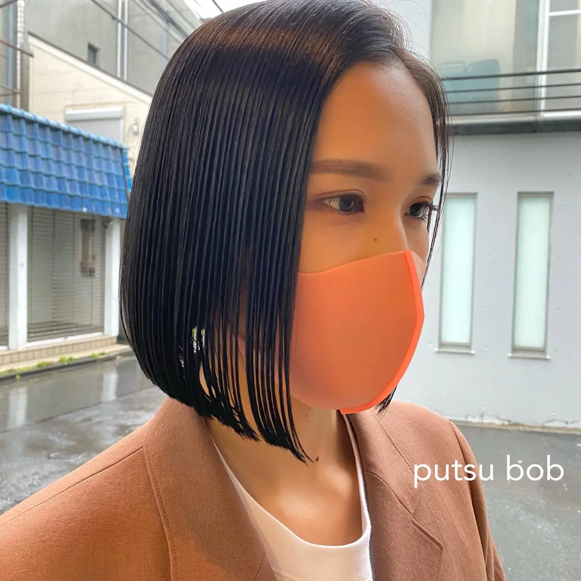 ミディアム 縮毛矯正ボブ&顔まわ レイヤー♡TOMOEのヘアスタイル