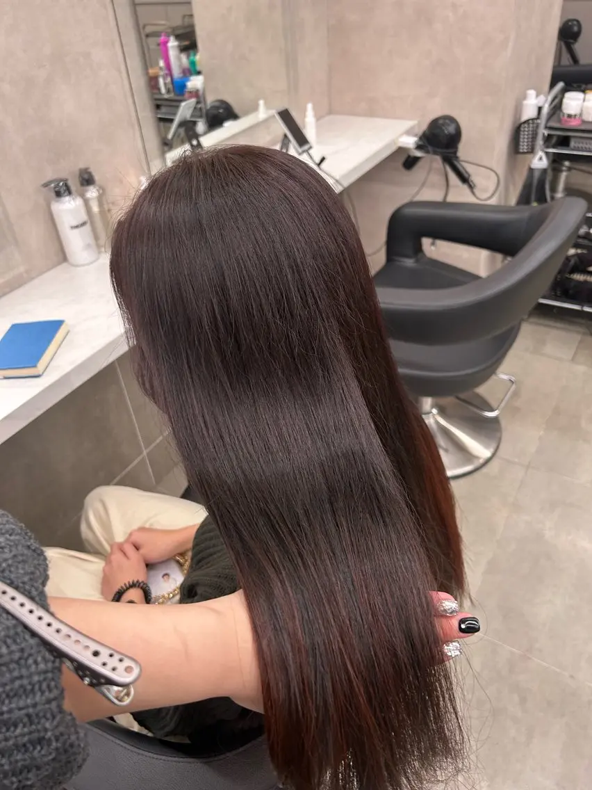 ロング カラー パーマ ヘアアレンジ メンズ キッズ ブリーチなしカラー/ ブラウン/レイヤーのヘアスタイル