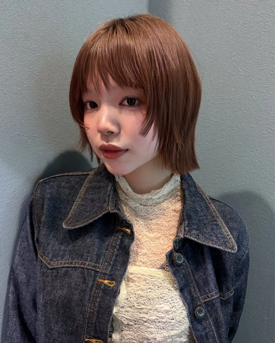 ショート ヘアカラー 韓国レイヤー／レイヤ ーパーマ🍀*そらのヘアスタイル