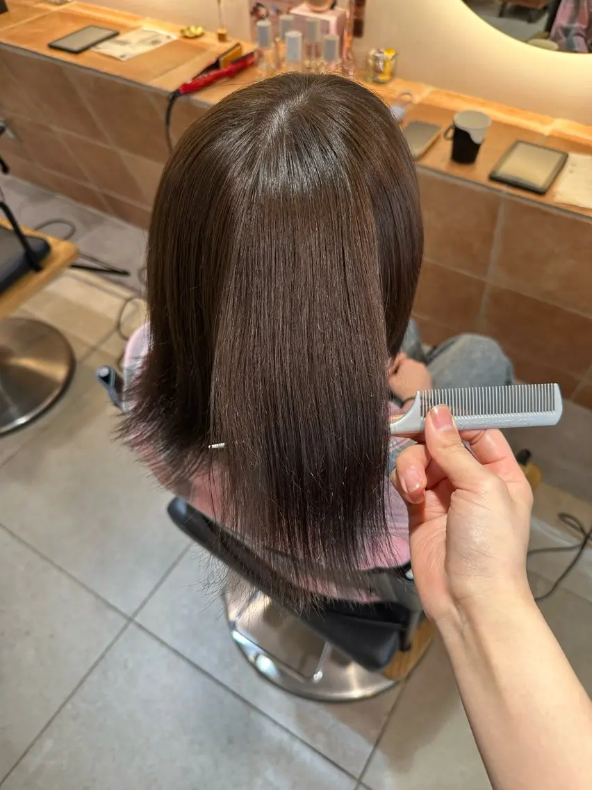 ミディアム ヘアカラー 横浜⭐️カラー モデル🌻あみ🌻のヘアスタイル