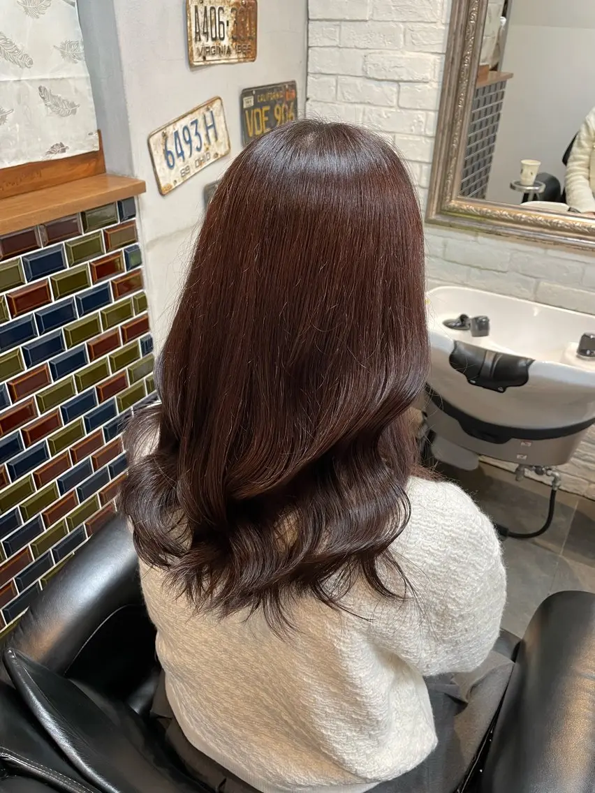 セミロング カラー ブラウンカラー マロンブラウン ヘアカラー トリートメント さかきばら すみえのヘアスタイル
