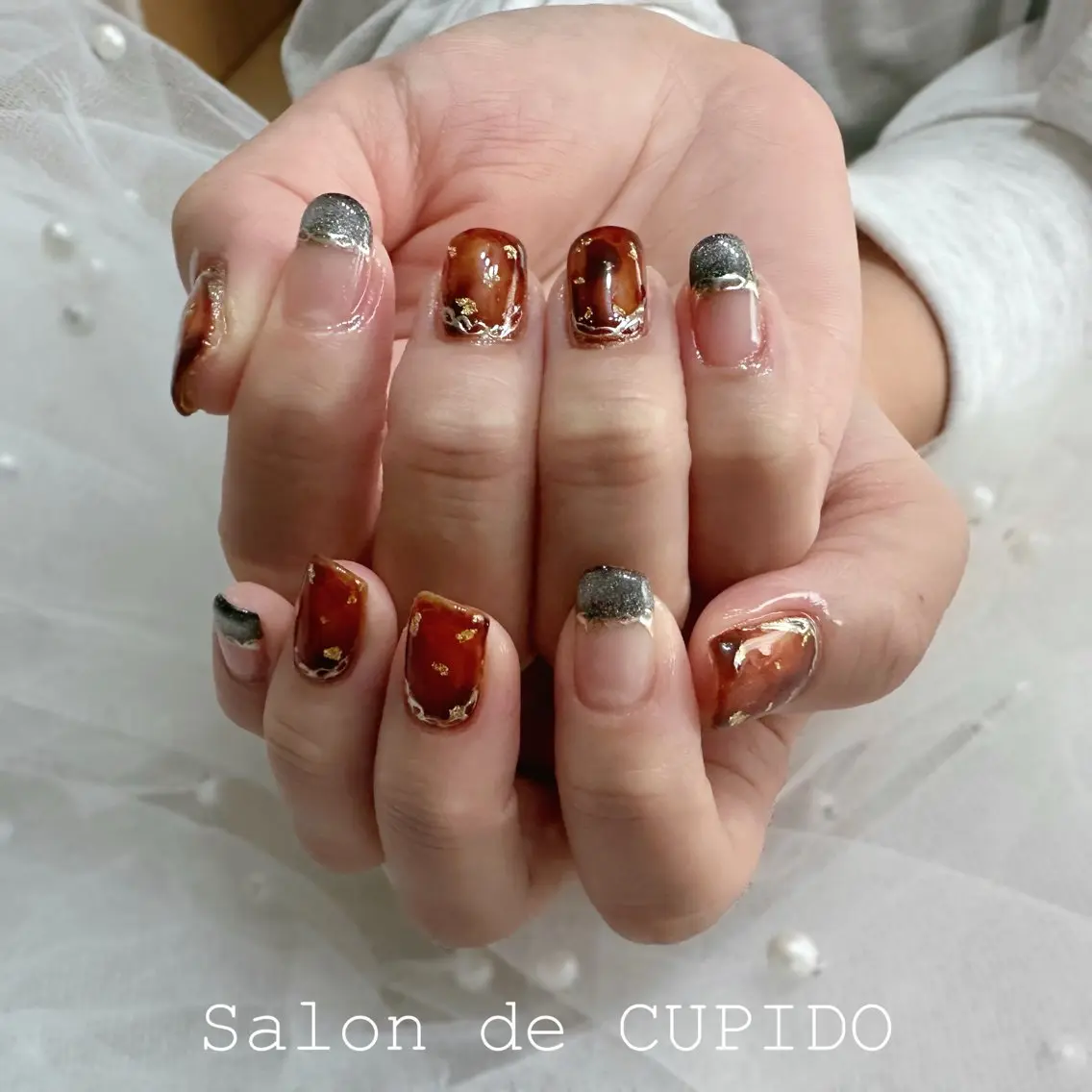 ネイル アートネイル べっ甲ネイル マグネットネイル ミラーネイル Salon de CUPIDOのネイルデザイン