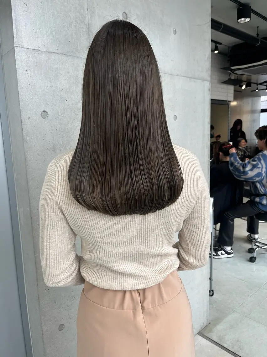ロング カラー パーマ ヘアアレンジ 透明感/オリーブ/ グレージュ/YUKAのヘアスタイル