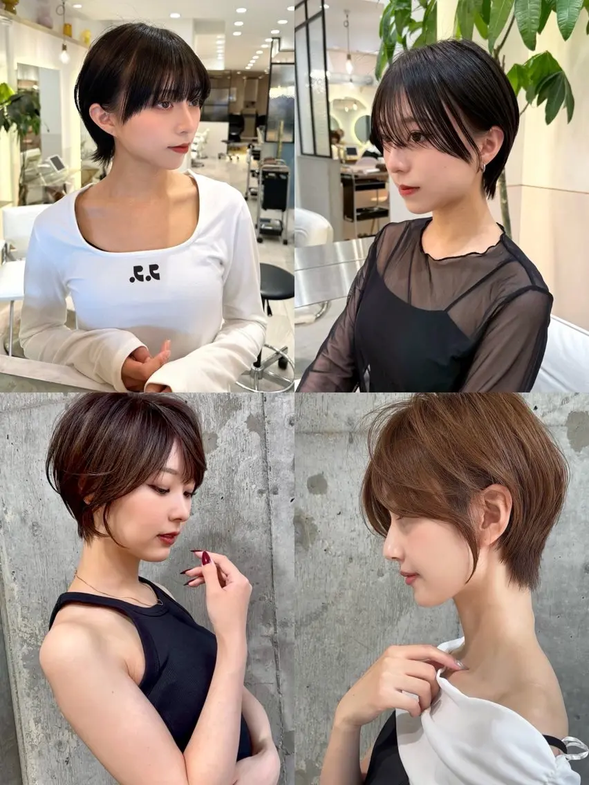 ショート カラー パーマ メンズ ショートボブ ボブ くびれヘア ショートヘア 韓国ヘア/くすみ ブラウン/リョウヤのヘアスタイル