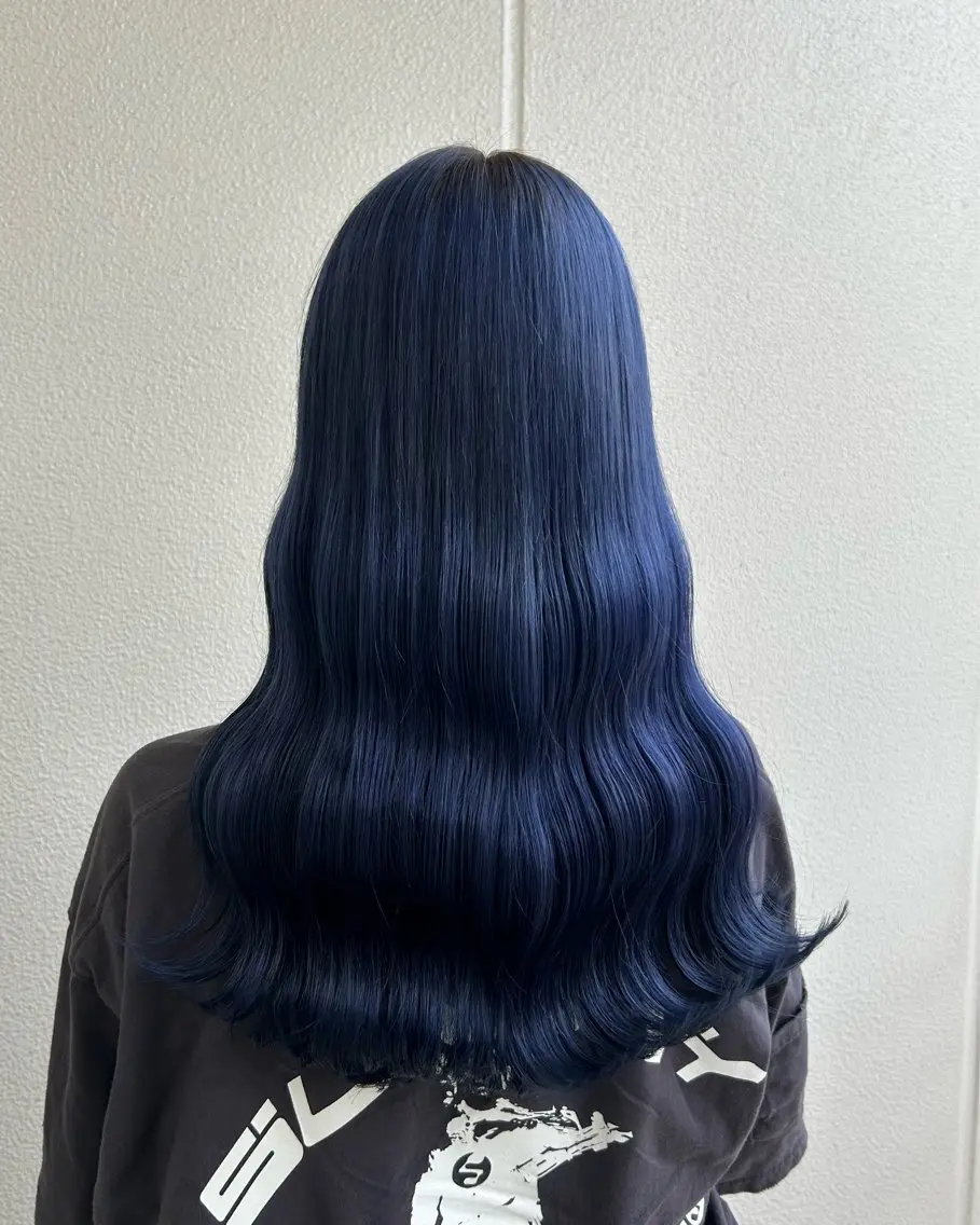 ロング カラー ヘアアレンジ ブルーカラー ネイビーカラー 《暖色/韓国hair 》🇰🇷桑原ユキネのヘアスタイル