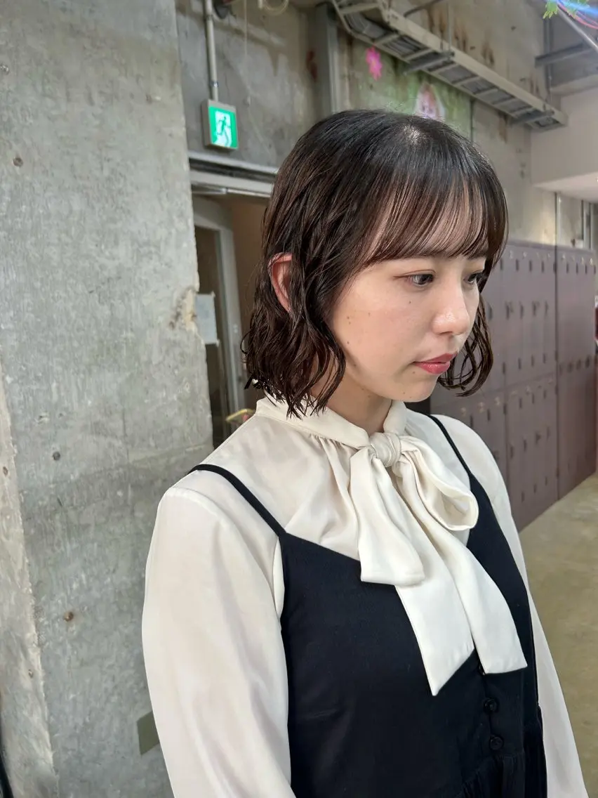 ミディアム パーマ ミディアムパーマ ボブ maho/垢抜け カラーパーマメイクのヘアスタイル