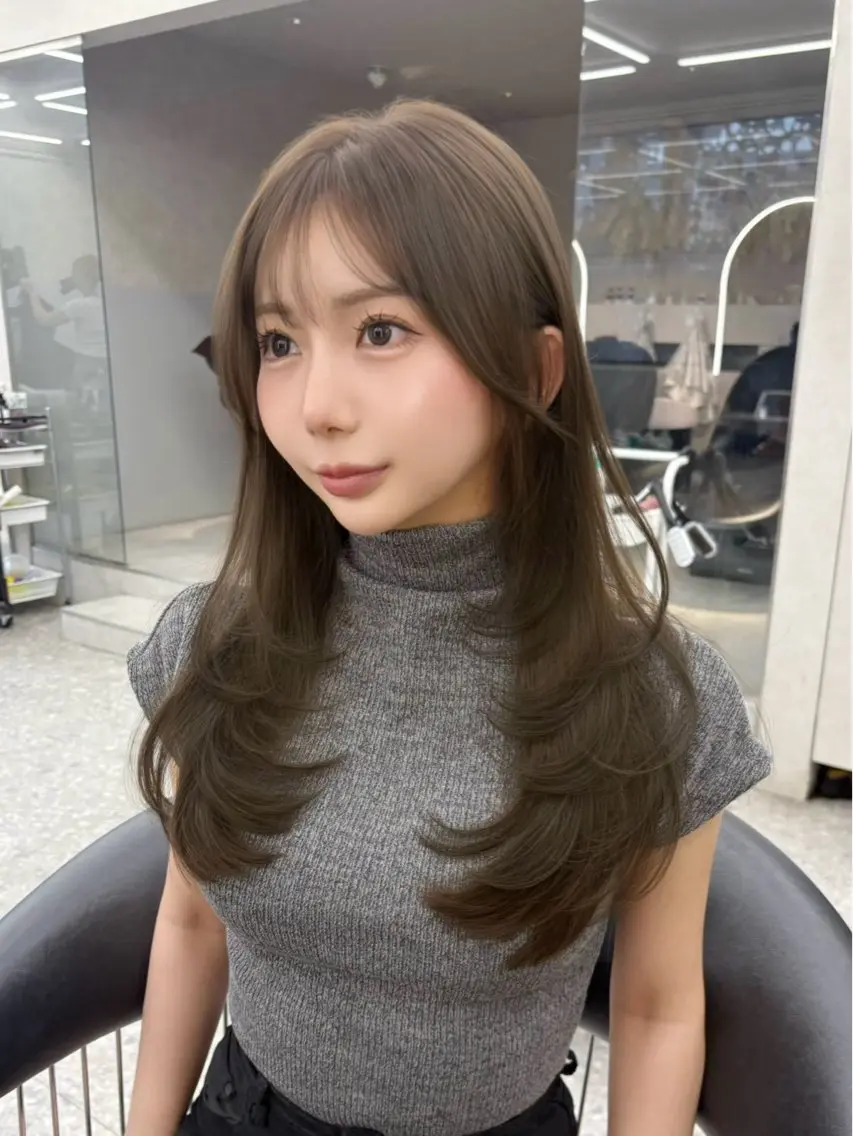 セミロング ヘアカラー mao 福岡美容師/韓国ヘアのヘアスタイル