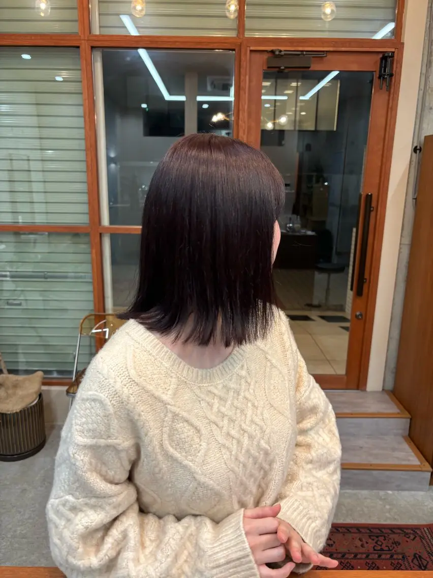 ミディアム カラー ボルドーカラー アキホ /カット✁カラーのヘアスタイル