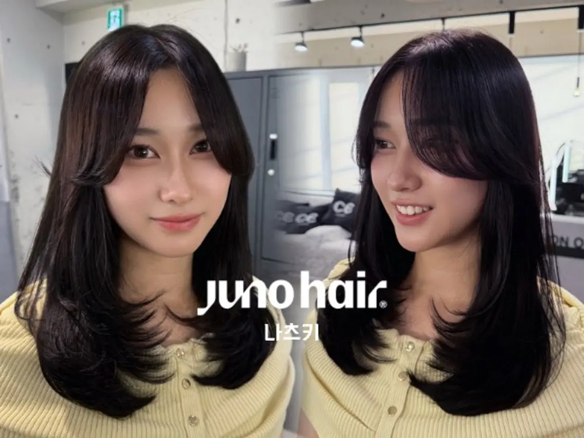 ロング 韓国風ヘア レイヤーカット 小顔カット カット 縮毛矯正 韓国レイヤー🪽 無重力パーマナツキのヘアスタイル