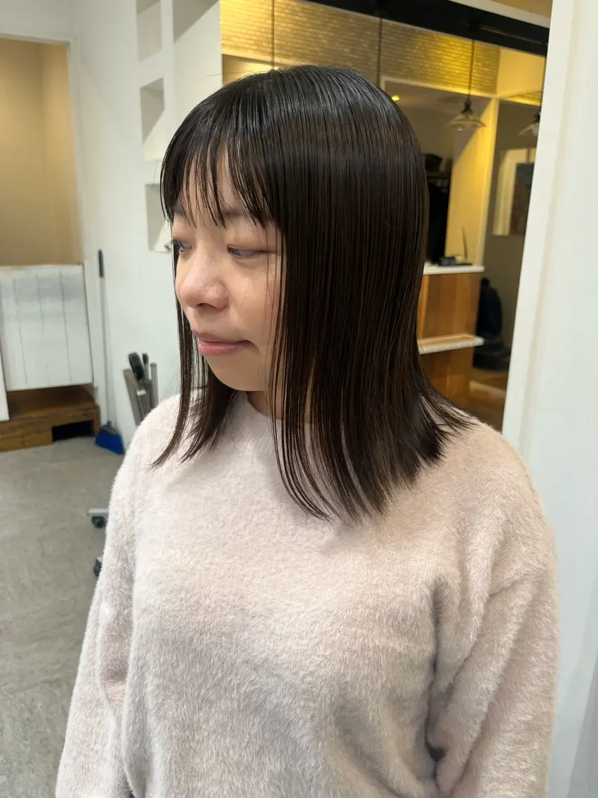 セミロング カラー ヘアアレンジ ブリーチ ブラウンカラー 透明感カラー オリーブブラウン トリートメント カット ヘアカラー トリートメント 無料カットモデル‪✨ ✂️Nanami🌷のヘアスタイル