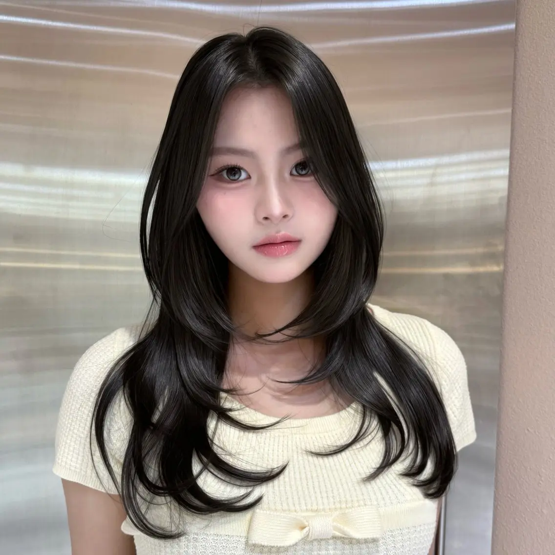セミロング カラー グレージュ ハッシュカット カット ヘアカラー トリートメント ハッシュカット/ 水光艶カラー/RINのヘアスタイル