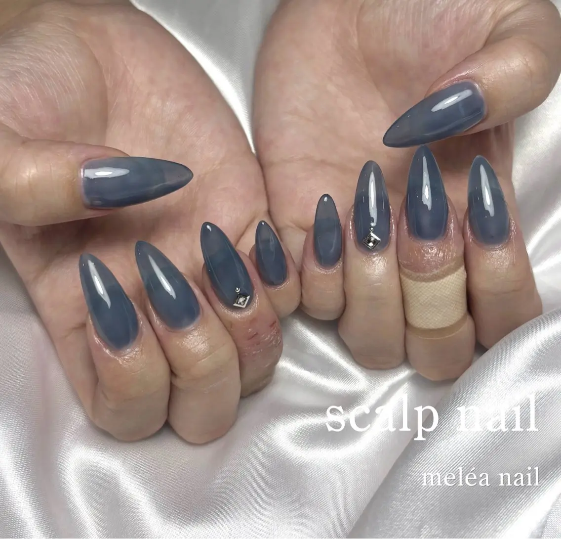 ネイル ブルー ハンドネイル Mika meléa nailのネイルデザイン