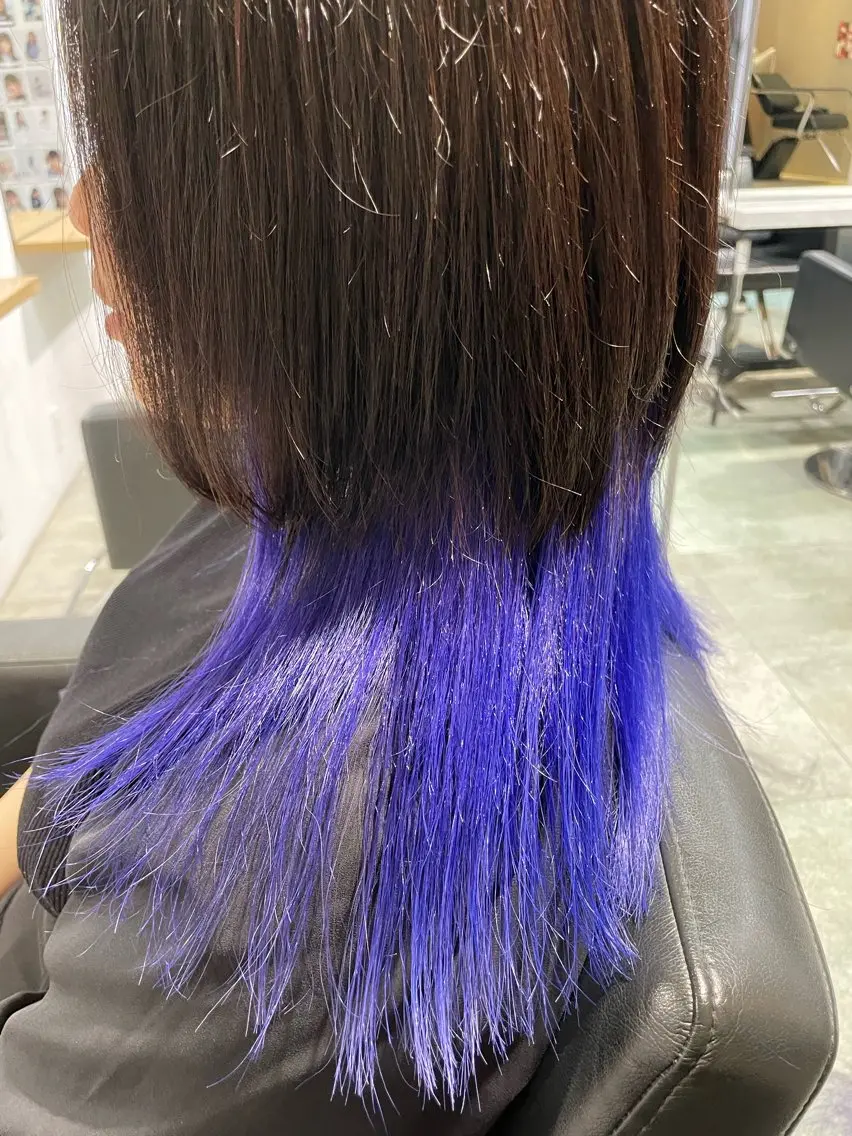 ロング カラー ヘアカラー インナーカラー 推し ブリーチ 髪質改善のヘアスタイル