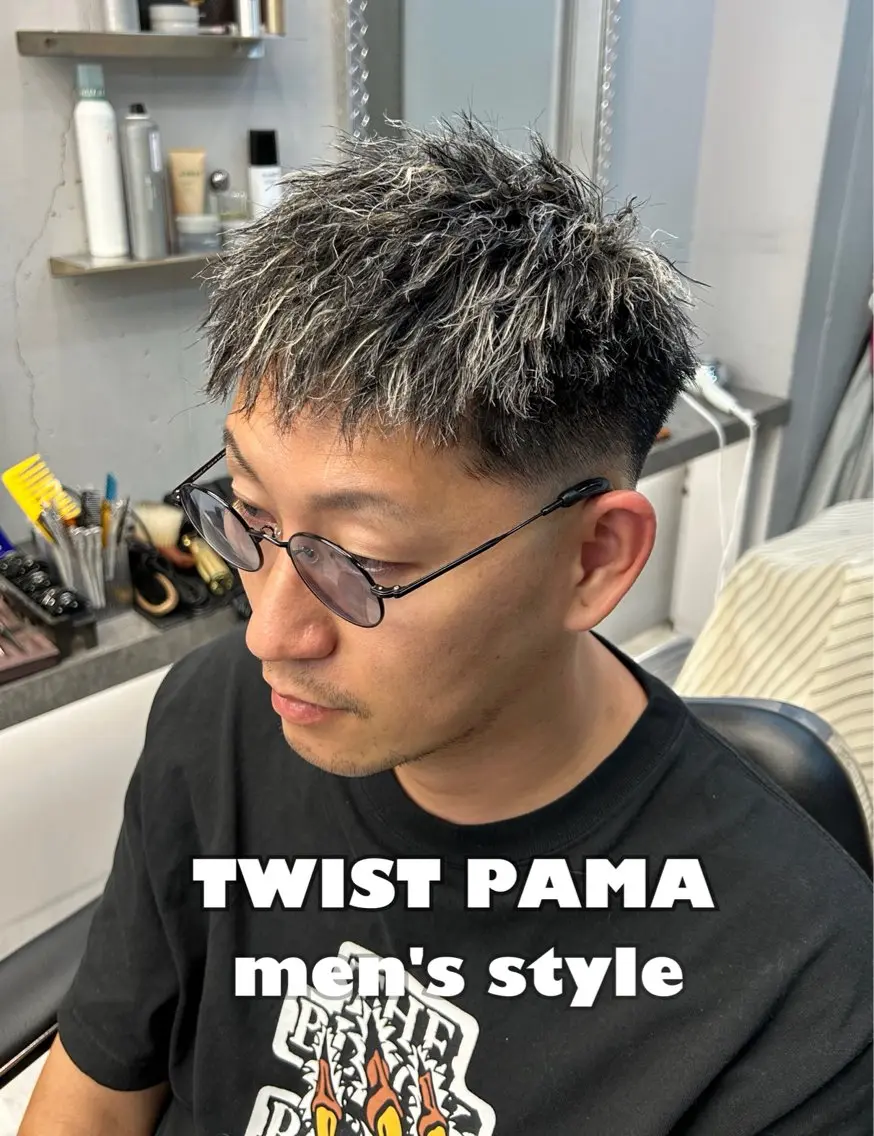 ショート パーマ メンズ フェードカット メンズパーマ スキンフェード 難波/メンズパーマ /フェード/河本かほのヘアスタイル