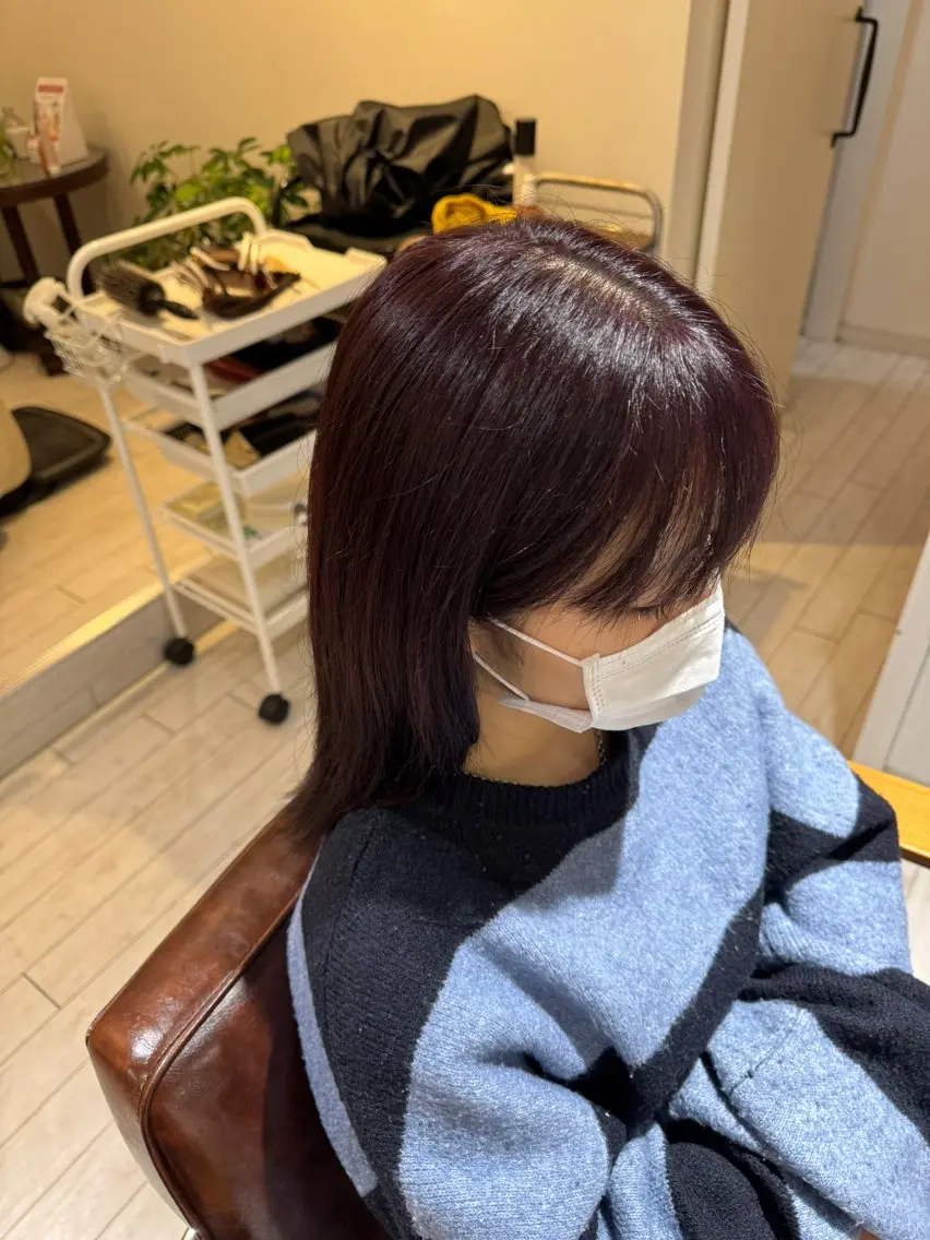 カラー ブリーチ ダブルカラー レッドカラー ヘアカラー トリートメント 菰田 愛輝のヘアスタイル