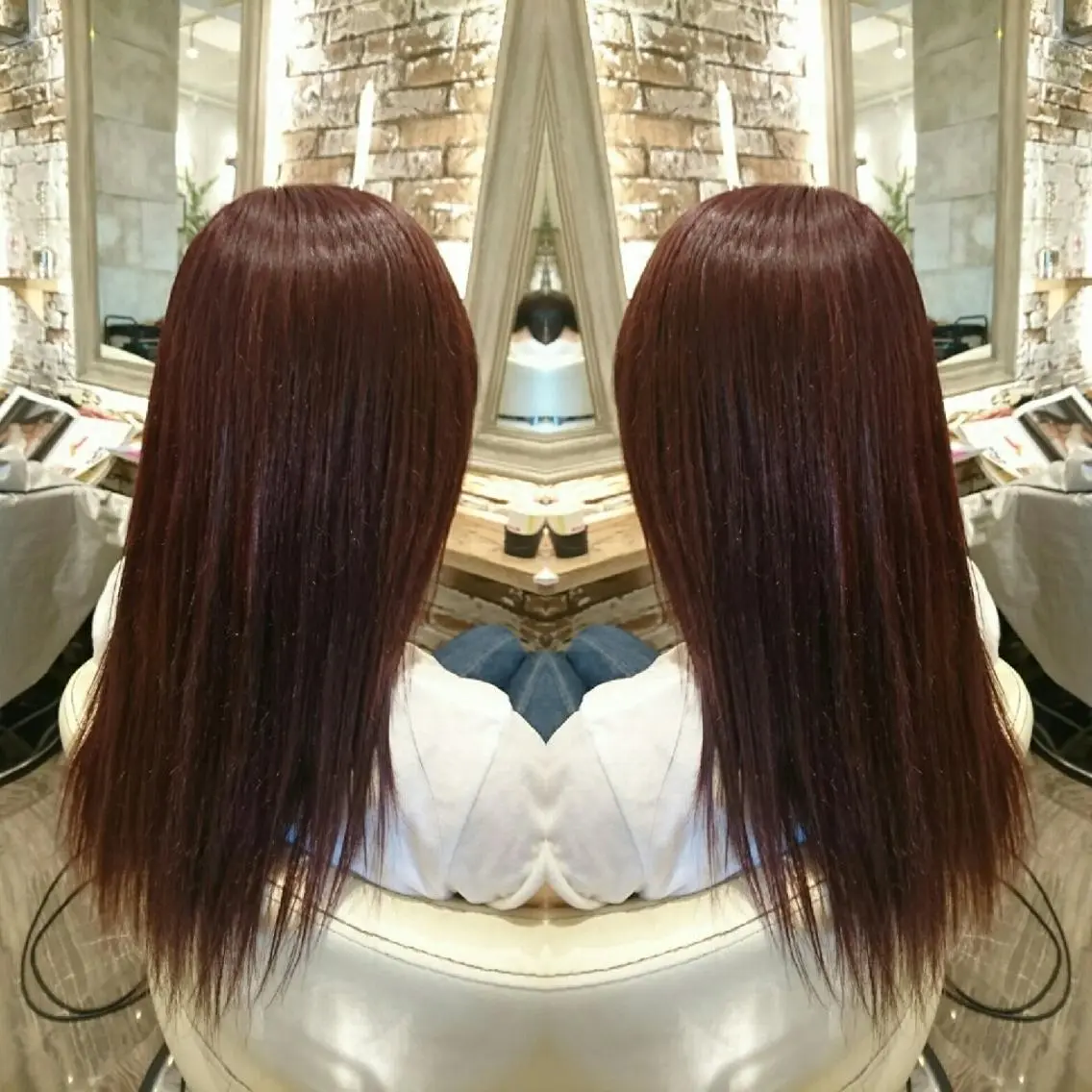 ロング カラー レッドカラー センター南 SEIJIのヘアスタイル