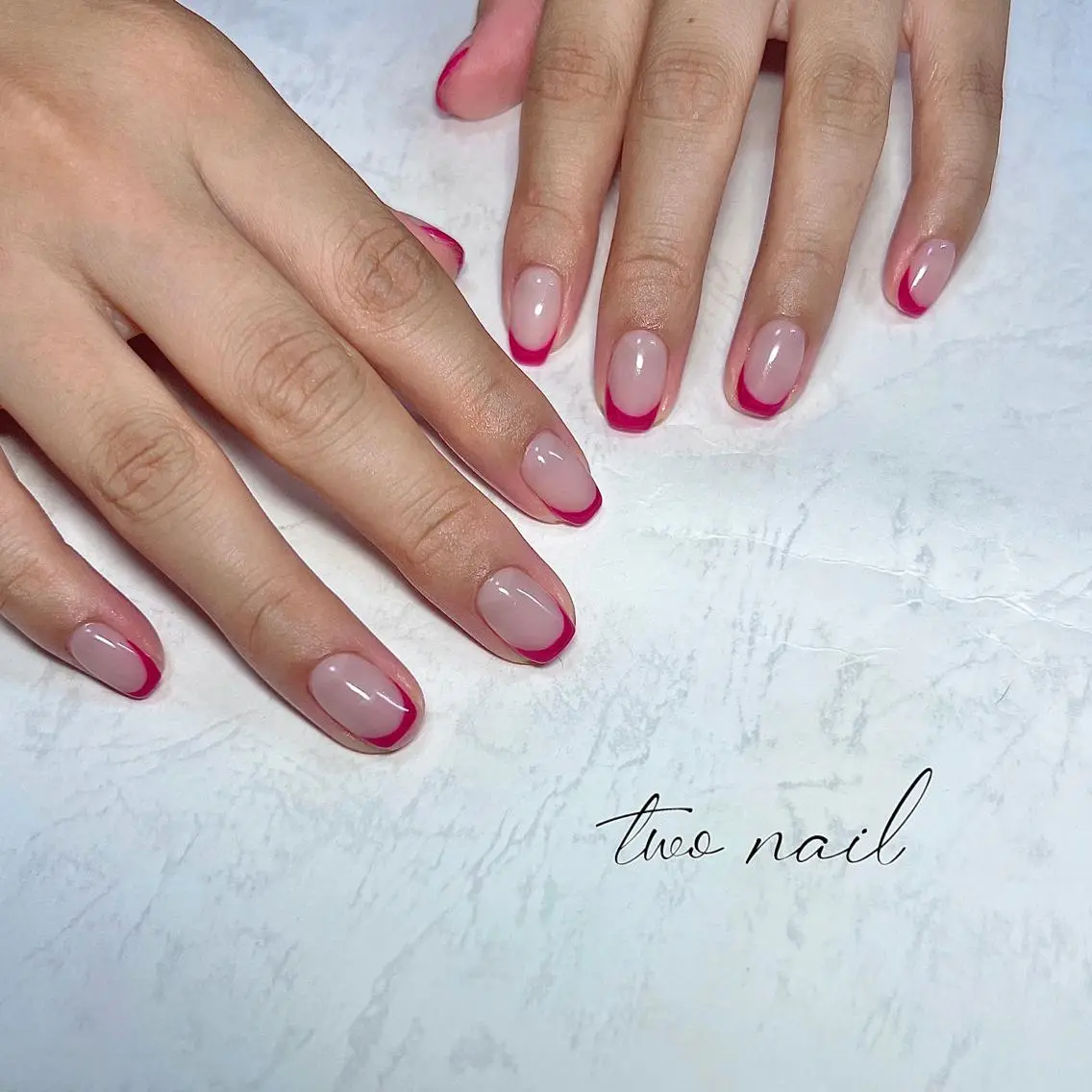 ネイル アートネイル フットネイル ハート ニュアンスネイル ホワイト two nailのネイルデザイン