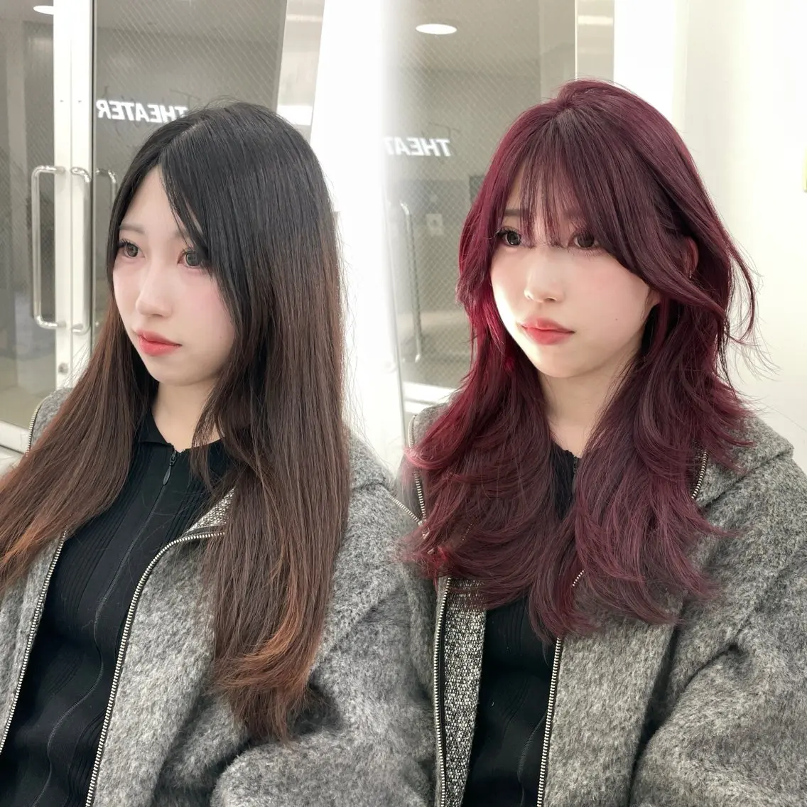 セミロング カット ヘアカラー MOE 福岡韓国ヘア✧︎のヘアスタイル